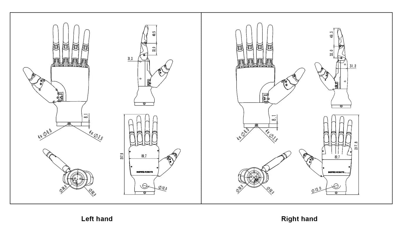 RH56DFX Dexterous Robotic Hand – 6 DOF Robot Hand with Force & Tactile Sensors | Inspire Robots